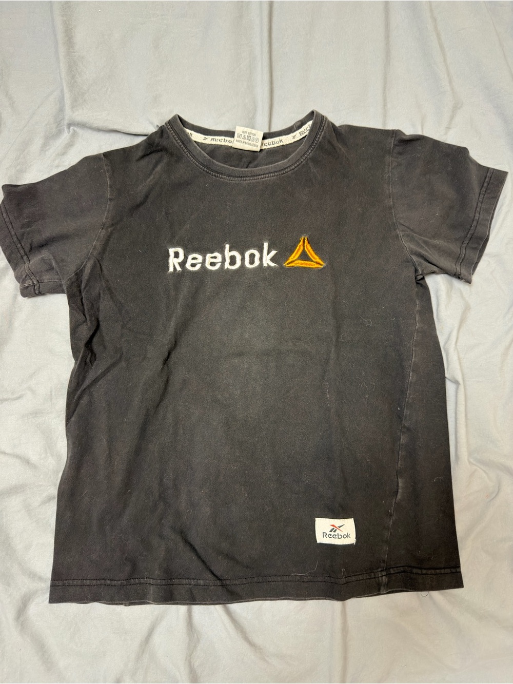 Reebok Black Tee with Yellow Logo - Kids Short Sleeve